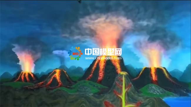 火山噴發(fā)場(chǎng)景沙盤模型