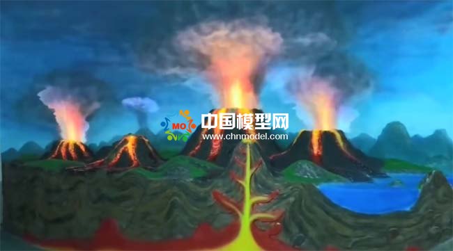 火山噴發(fā)場(chǎng)景沙盤模型